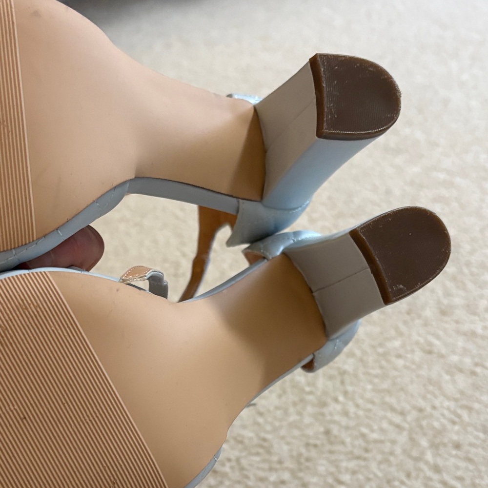 Madden Girl Quilted Light Blue Block Heel Sandals - Picture 4 of 4